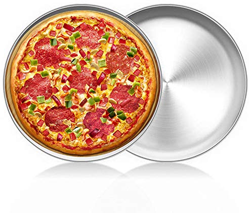 LZYMSZ Horno de acero inoxidable de 2 piezas para hornear, bandeja redonda para hornear pizza (30CM)
