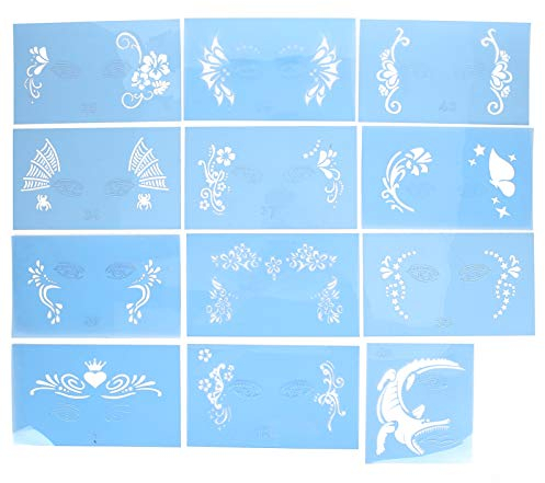 12pcs PET Face Painting Schablonen Scale Templates, Wiederverwendbare Face Drawing Stencils Vorlagen für Kinder Kreation Halloween Weihnachtsfeier