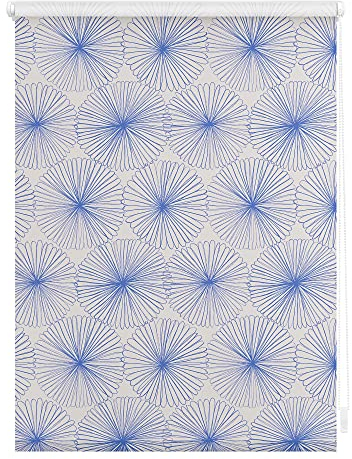 Lichtblick Klemmfix Verdunklungs-Rollo mit Motiv, ohne Bohren, Blickdicht, Seitenzugrollo, Made in Germany, Julia Schumacher, Flower Wheel - Blau 120 cm x 150 cm (B x L)