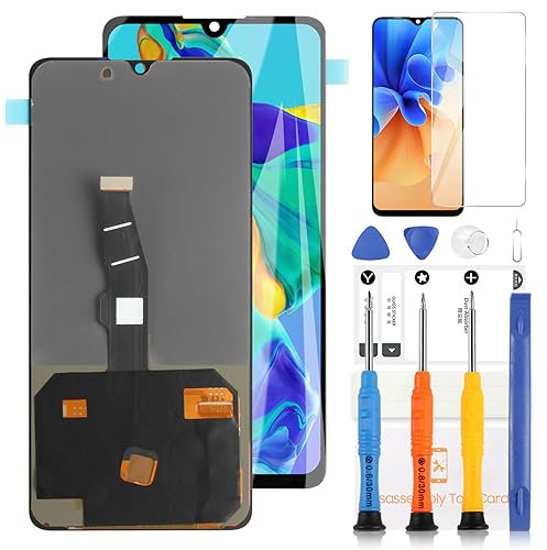 LADYSON OLED für Huawei P30 Bildschirm Ersatz P30 ELE-L29 ELE-L09 ELE-AL00 6,1 Zoll LCD Display Touch Panel Digitizer Glas Komplette Montage Reparaturteile Kit (mit Fingerabdrucksensor)