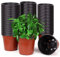 E-Know Lot de 150 pots de fleurs, en plastique, ronds, pour la culture et le semis, parfaits pour l'intérieur et l'extérieur, diamètre : 15 x 12 cm