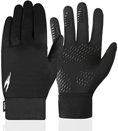 WESTWOOD FOX Laufhandschuhe Touchscreen Anti-Rutsch Elastische Innenhandschuhe Winddicht Lichtreflektierende Winterhandschuhe Wandern Camping Fahrradhandschuhe Herren Damen (Schwarz, M)