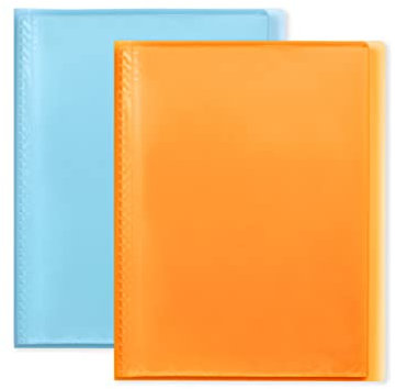 Lot de 2 Protège‐Documents Neutres A4 80 vues/40 Pochettes Couverture Polypro Coloris Aléatoires