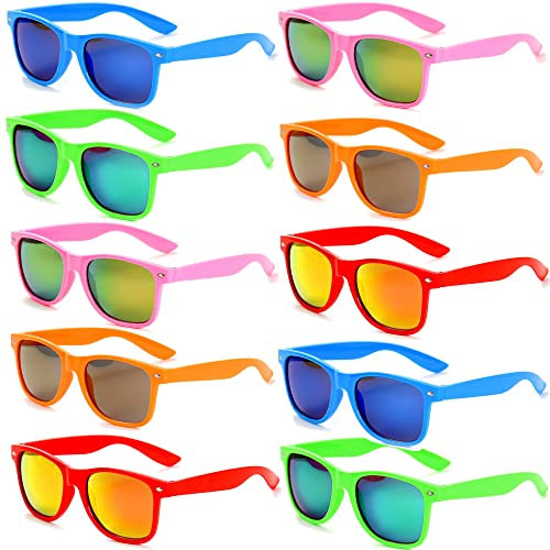 FSMILING Lot Lunette De Soleil Coloré Pour Hommes Femmes,lunettes Fantaisie Fete Lunettes De Soleil Fluo Pack Fete 10 Multicolore