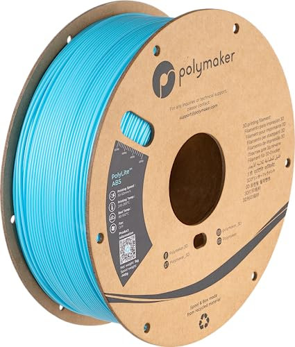 Polymaker ABS-Filament, 1,75 mm, hellblau, ABS, 1 kg, hitzebeständige ABS-Kartonspule – PolyLite ABS-3D-Filament, 1,75 mm, hellblaues Filament