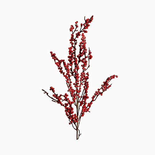 Horeca Collection Künstlicher Zweig, rote Beeren, Dekoration – 1 Stück, 80 cm, Kunstzweig, rote Beeren, für Blumenarrangements, Heimdekoration (rote Beeren)