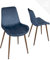 KAYELLES Lot de 2 Confortables chaises Velours rembourré Salon, Chambre ou Salle à Manger, Dos matelassé, Pieds métal façon Bois de Noyer Madi (Bleu)