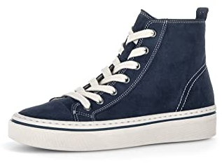Gabor Damen High-Top Sneaker, Frauen Halbschuhe,Wechselfußbett,Best Fitting,schnürstiefeletten,mid Cut,Turnschuhe,Marine (Creme),41 EU / 7.5 UK