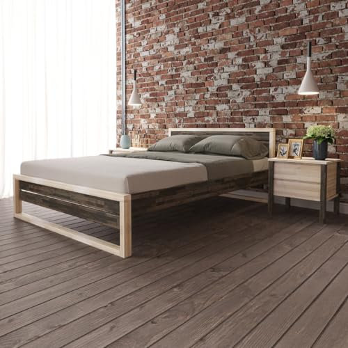 Hansales Holzbett Graatsia 160x200 ohne Rollrost, Hölzernes Kopfteil, Fußteil und Seitenteile in Wenge-FarbeEinzelbett, Kinder-und Erwachsenenbett, einfach zu montieren, Skandinavischer Stil