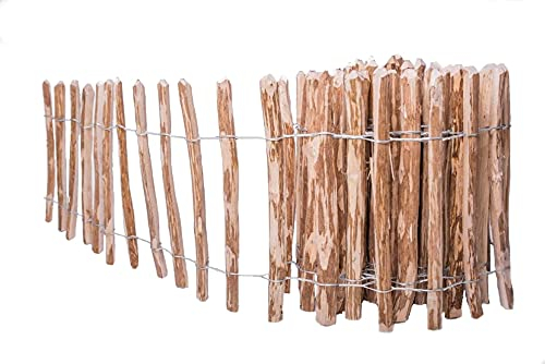 Sevico Staketenzaun imprägniert Haselnuss Holzzaun Haselnussholz Zaunlatte Rollzaun Kastanienzaun Gartenzaun 60 cm x 5m, Lattenabstand: 3-4 cm