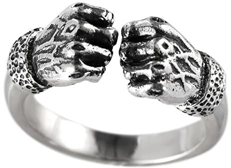 Ring Verstellbar Silber, 925 Sterling Silber Faust Ringe Männer FrauenSilber-Groß, Größe Einstellbar