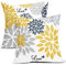 Sweetshow Blaue und gelbe Dahlien-Kissenbezüge, 40,6 x 40,6 cm, 2 Stück, elegante graue marineblaue Blume, dekorative Kissenbezüge aus Leinen, Kissenbezug für Couch, Sofa, Schlafzimmer, Wohnzimmer
