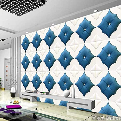 Papier Peint Photo Motif Losange Bleu Tendance Papier Peint Photo Photo Peintures Murales Papier Peint Papier Peint 3D Papier Peint Pâte Salon Le Mur Pour Chambre Mu 140 (largeur) x 70 (hauteur) cm