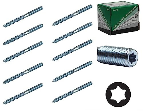 Stockschrauben Torx M8 [50, 60, 80, 100, 120mm] [Made in Germany] Schraubstifte Gewinde verzinkt Doppelgewinde für Rohrschellen Befestigung Montagematerial Schraube (60mm, 100stk)