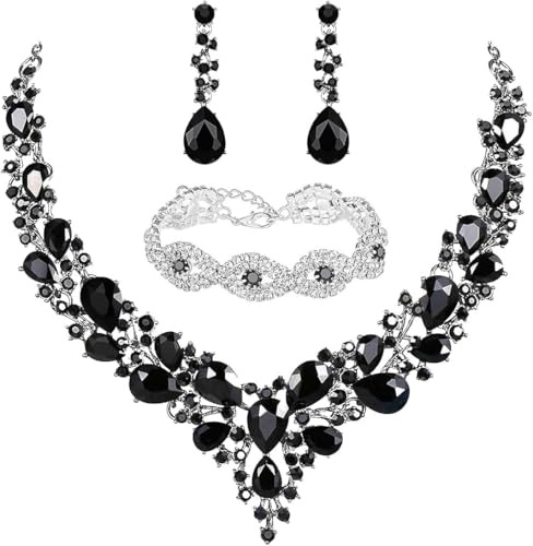 TOEECY TOEECYTropfenform Kristall Schmuckset Halskette Ohrringe Armband Elegant Luxuriös Hochwertig Strasssteine Damenschmuck