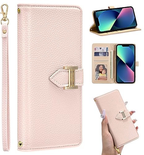 ZCDAYE Case for iPhone 15, iPhone 15 (6.1 inch) Wallet Phone Case, Skin-Friendly Flip Premium Leather Case Cover for Women Girl Lady,Pink