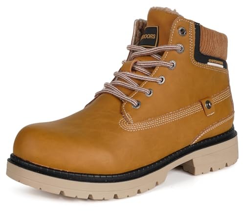 Stivali Uomo Scarpe da Inverno Caldi Stivali da Neve Impermeabili,Giallo Scuro,45EU