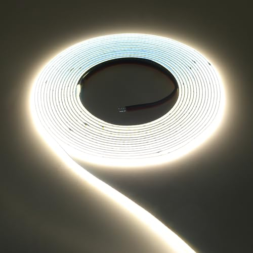 KISUFU COB LED Streifen 12 V, Flexibel 384 LEDs/m, IP65 Wasserdicht für Innenbereich - Feenlichter für Zuhause, Schrank, Schlafzimmer, TV, Spiegel, DIY-Beleuchtung