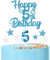 mciskin Happy 5th Birthday Candles & Cake Toppers Set, Blue Number 5 Candle, Silver Star Toppers for Boys & Girls Birthday Cake