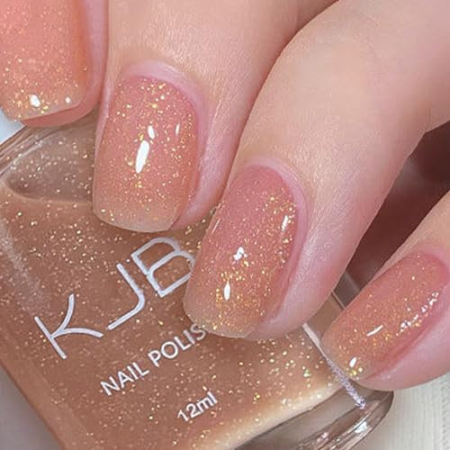 Auroras Shining Glitter Nail Polish - Nude, Metallic Shimmer, Quick Dry & Long Lasting, No Cure Needed - Manicure Gift (6#Nude, 1)
