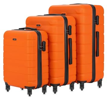 OCHNIK Kofferset | Hartschalenkoffer | Farbe: Orange | Reise-Koffer mit 4 Rollen | Größe: S/M/L | Trolley Handgepäck | Langlebig | Mit ABS | Numerische Sperre