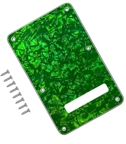 Musiin Guitar Back Plate Compatible with Strat/Stratocaster Tremolo Cavity Cover, Tremolo Cover with Pickguard featuring 6 Screws(Green)