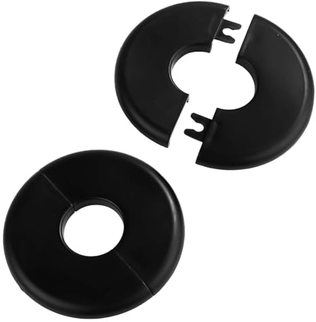 2 Stück Geteilter Wandflansch, 29mm Schnallen-Design Rohrflansch Selbstklebend Runde Sanitär-Abdeckplatten ABS Wasserhahn-Rosette für Toilette Küche (Schwarz)