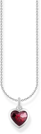 Thomas Sabo Kette mit dunkelrotem Herz-Anhänger 925 Sterlingsilber KE2268-051-10