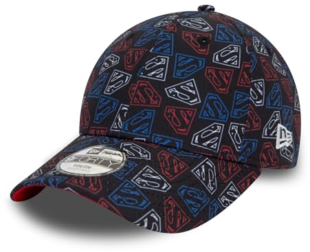 New Era Superman Basecap für Kinder gebogener Schirm DC Held Comic Cap Kappe verstellbar schwarz - Youth