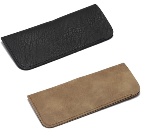 IBXWMNG Set da 2 Custodia in Pelle Morbida per Occhiali da Lettura, Unisex - Borsa Astuccio per Occhiali da Sole e Lettura ，Protezione Elegante e Funzionale per i tuoi Occhiali