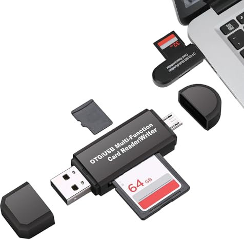SD/Micro SD Card Reader,Micro USB SD Card Adapter with Micro USB & USB Interface - Dual Function OTG Memory Card Adapter for Android, PC, Supports SDXC, SDHC, UHS-I Cards