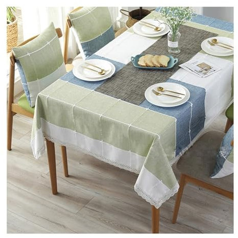 Aotiwe Tischtücher Outdoor, Tischdecke Abwaschbar Vintage Streifen Tischdecke Gartentisch Boho Türkis Spitze Tischdecke Outdoor Polyester 90x90cm