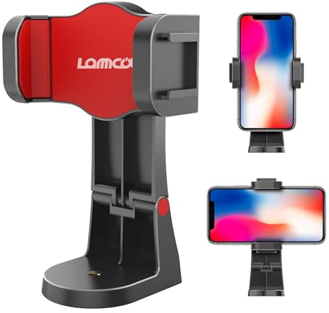 Lammcou Smartphone Trípode Adaptador, Soporte para Teléfono Móvil Tripod, Soporte de trípode Vertical y Horizontal con Adaptador de Zapata Doble, Tripod Mobile Clip Mount Giratorio 360 Negro