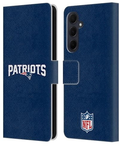 Head Case Designs Offizielle NFL Einfarbig New England Patriots Logo Leder-Wallet-Hülle Kompatibel mit Samsung Galaxy A35 5G