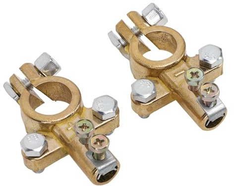 1 Pair Brass Battery Terminal Connectors, 19mm Positive 17mm Negative Car Post Battery Terminals for Car Auto Caravan Marine Boat Motorhome, 800A Rated Current