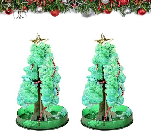 SilverChry Lot de 2 sapins de Noël Magiques en Croissance, Arbre en Papier Magique, Mini décoration de Sapin de Noël, Sapin de Noël à Faire soi-même pour garçons et Filles, Cadeaux de Noël Amusants