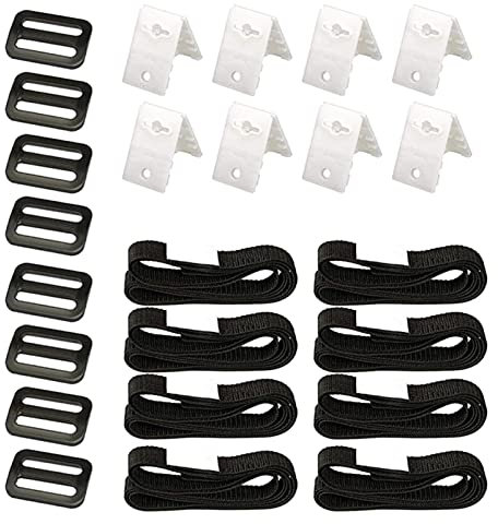 Swimming Pool-Cover Roller Attachment Straps Kit Univer-sal Pool Solar Cover Reel Attachment Kit for Ground Pool Including 8 Nylon Straps with Hoop and Loop Tapes, 8 Fastener Plates, 8 Buckles