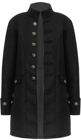 iiniim Boys Medieval Renaissance Pirate Knight Costume Kids Steampunk Victorian Gothic Frock Long Coats Jacket Black 11-12 Years