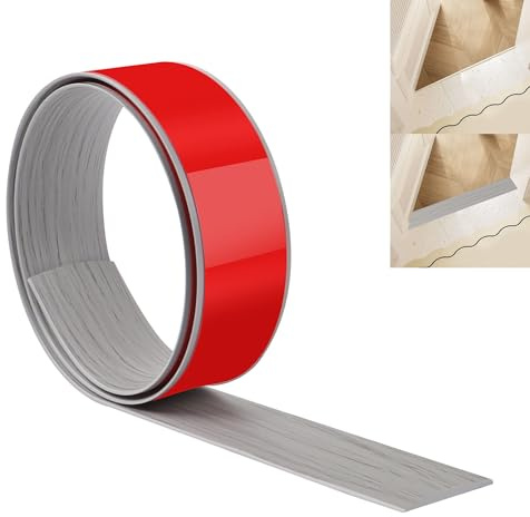 JUNART 100cm×4cm Bodenübergangsstreifen, Selbstklebende PVC-Bodenabdeckungsstreifen, Bodentür-Trennstreifen zum Verbinden von Bodenlücken, Teppich, Fliesen(Neue Graue Holzmaserung)
