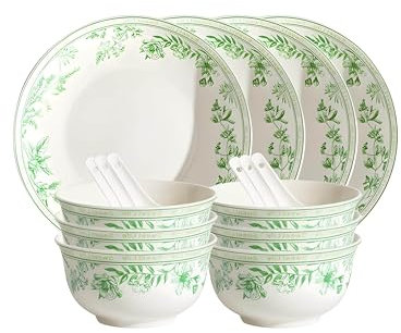 Country Style Porcelain Dinner Set White Dinner Plates Elegant and Durable Perfect for Moving Gifts (16 Piece Set)
