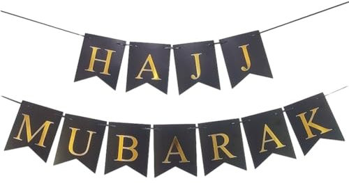 Lpitoy Hadsch Mubarak Banner Eid Mubarak Wimpelkette Banner Girlande Flagge Ramadan Partyzubehör Muslim Islam Party Home Kaminsims Dekoration