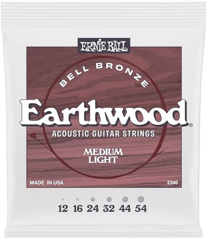 Ernie Ball Medium Light Earthwood Bell Bronze Cordes pour Guitare Acoustique 12-54