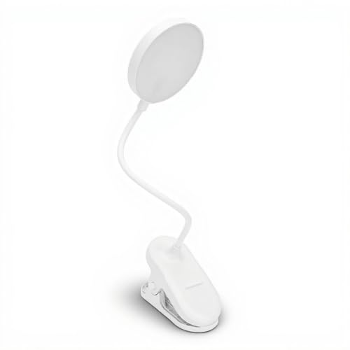 Topiky LED Desk Lamp with Clip, Rechargeable and Battery Powered, Dimming Brightness, White