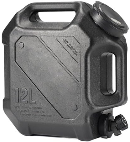 Conteneur d'eau - Jerry en plastique | Seau de camping portable, grandes cruches d'eau d'eau d'eau de 12 litres avec spigot, réservoir d'eau vert militaire, tuyau de conteneurs d'eau de