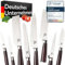 Messerhai Messerset Sakura, 8-teiliges Küchenmesser-Set mit Pakka-Holz-Griffen – Chefmesser, Santoku, Ausbeinmesser, Brotmesser, Schälmesser, Nakiri, Yanagiba, in Geschenkbox