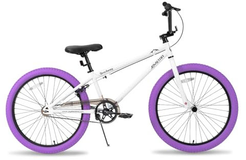 JOYSTAR Gemsbok 24 Zoll Kinder Freestyle BMX Fahrrad für Jungen Mädchen im Alter von 8-13 Jahren, 20“ Kinderfahrräder, Lila