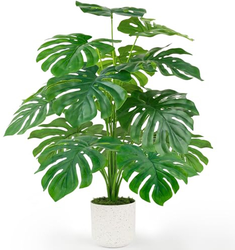 TYL&TYS Kunstpflanze Künstliche Pflanzen, 71CM Monstera Kunstpflanze Groß | Tropische Palme Grünpflanze mit Moos, Wartungsfrei, Lebensecht Pflegeleichte Monstera Pflanzen, Im Freien Zimmer Balkon Deko
