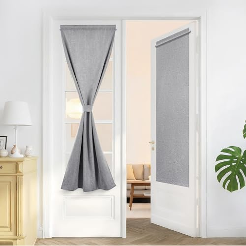 Deconovo Tende Oscuranti 100% con Tasca per Asta – Set di 2 Pannelli, Tende per Interni a Vetro Finestra, 70x150 cm, Grigio, per Cucina, Bagno, Camera e Ufficio
