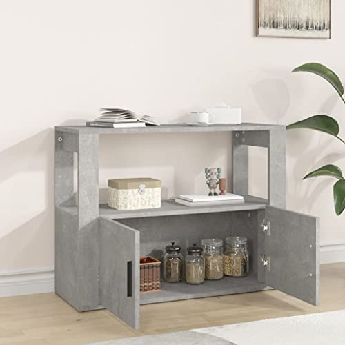 CIOURSTO Sideboard-Sngineered Wood Storage Cabinet Suitable for Living Room, Kitchen, Bedroom, Office, Home Storage (Concrete grey)