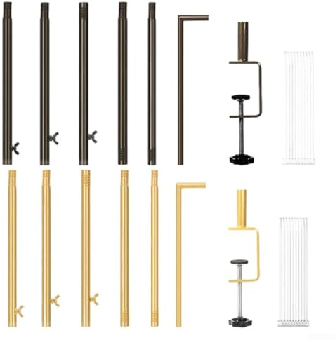Verstellbarer Tischständer aus Metall mit Höhen- und Längenbereich 110–140 cm x 116–254 cm zum Aufhängen von Hochzeiten, Geburtstagen, Partys, Dekorationen, inklusive Tragetasche und 10 Bändern